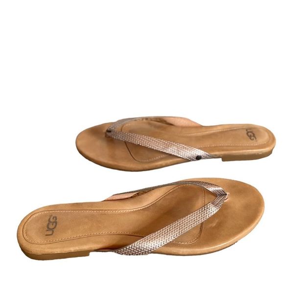 Ugg Women Allaria Ii Metallic Braid Flip Flops Size 8 - Picture 3 of 6